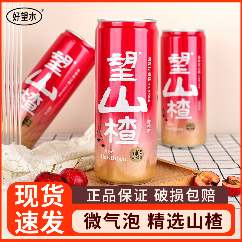 好望水望山楂果汁气泡水柠檬蜜桃金银花清爽健康饮料铝罐装330ml