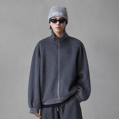 hebbles2025冬装新款双面羊绒羊毛夹克时尚立领加厚落肩宽松外套