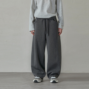 冷冬加绒必买 休闲阔腿裤 重磅宽松裤 弯刀裤 镰刀灰色卫裤 子男装