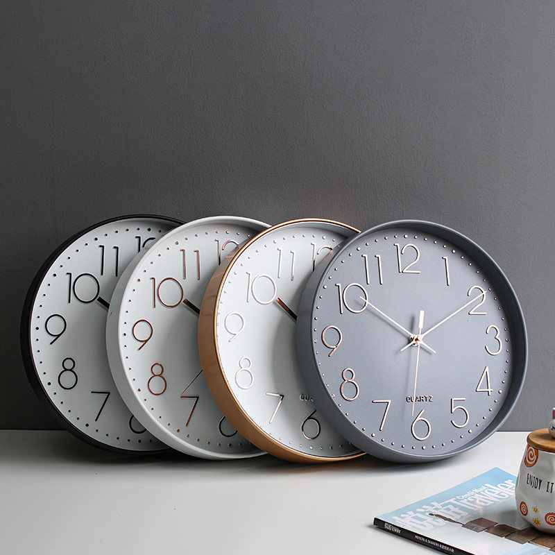 MJK简约风玻璃客厅塑料静音挂钟