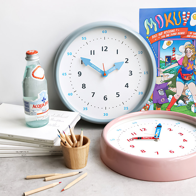 儿童免打孔挂钟简约时钟表卧室