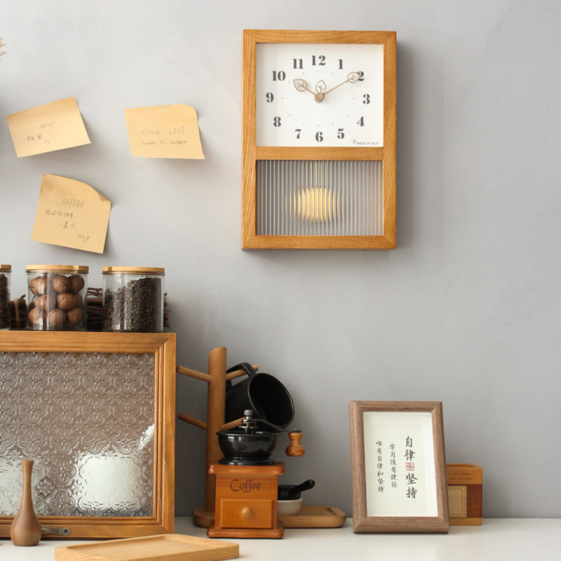 MJK日式原木风实木座钟