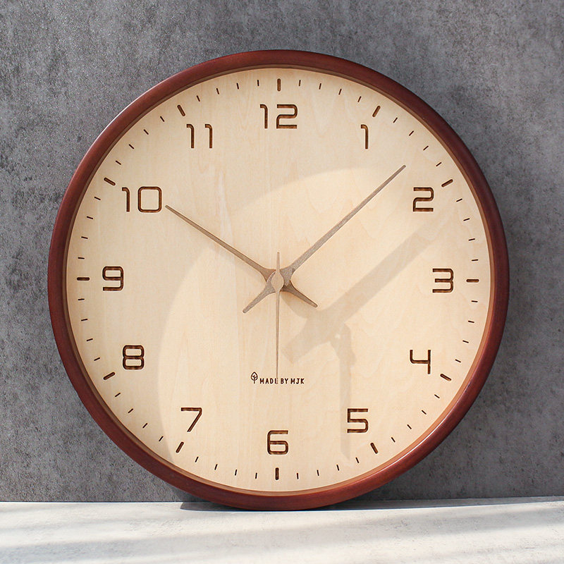 MJK挂钟客厅简约原木色卧室