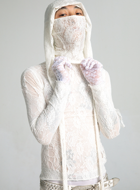 AONE4SURE x ILOVEUIHATEYOU 联名蕾丝包头套面罩头纱帽套装