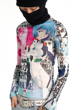 AONE4SURE x Toryondacloud联名动漫二次元绫波丽网纱紧身长袖T恤