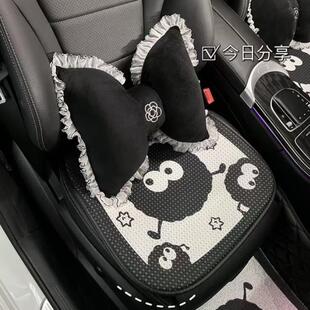 轻奢蝴蝶结汽车坐垫秋高级感毛绒保暖防滑车载坐垫舒适座椅套