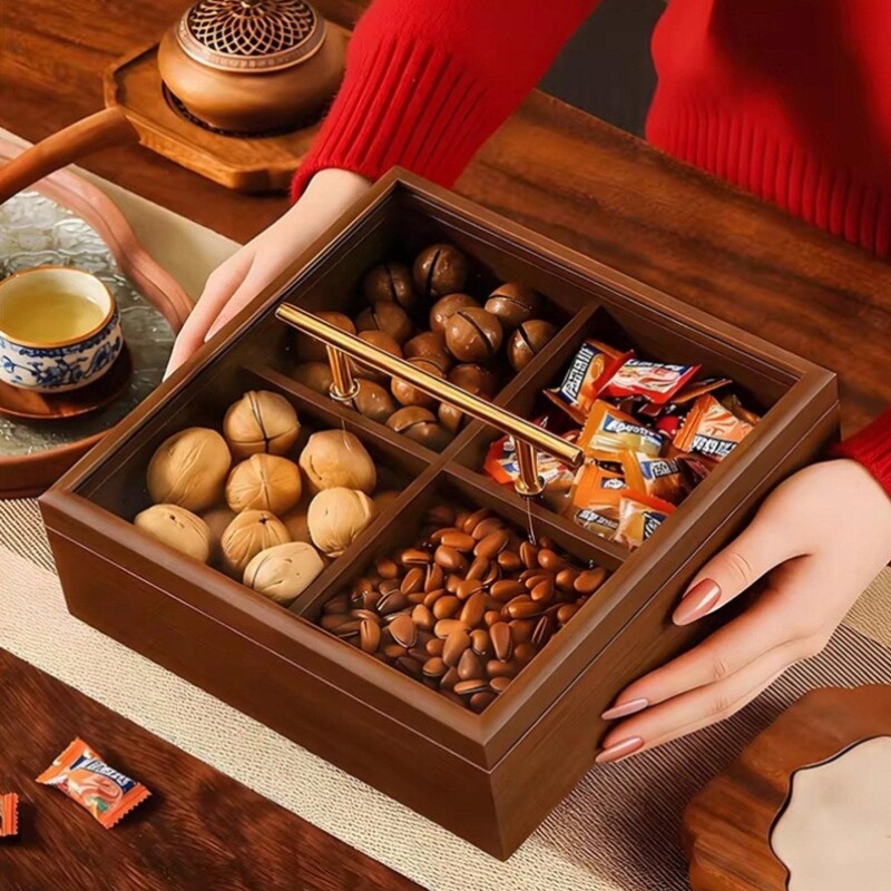 实木乾果盘新款2026高端精致高颜值瓜子糖果新年客厅坚果收纳盒