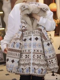 2026新款冬季加厚保暖外套女童洋气时尚百搭可爱卡通毛绒草草服