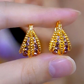 2024新款 气质耳扣款 轻奢紫色锆石水晶耳环超仙奢华小众设计款 法式