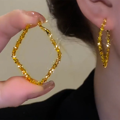 显脸瘦百搭洋气耳圈真金电镀