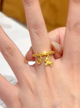 轻奢高级感马上有钱镂空造型戒指