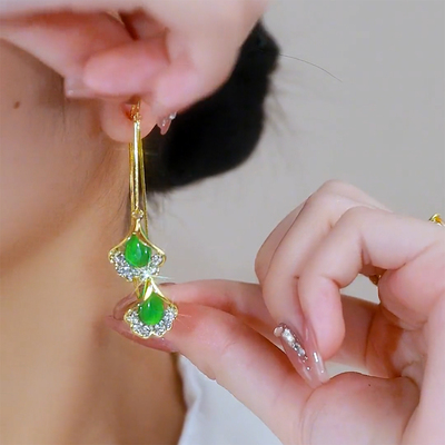 真金电镀防丢耳线金枝玉叶耳环