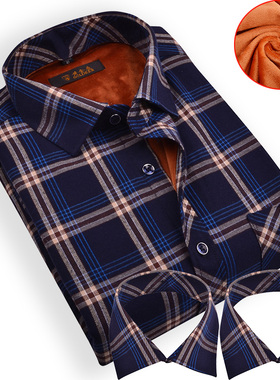 加肥加大可拆换洗领加绒加厚保暖衬衫男大码号宽松活领活袖棉衬衣