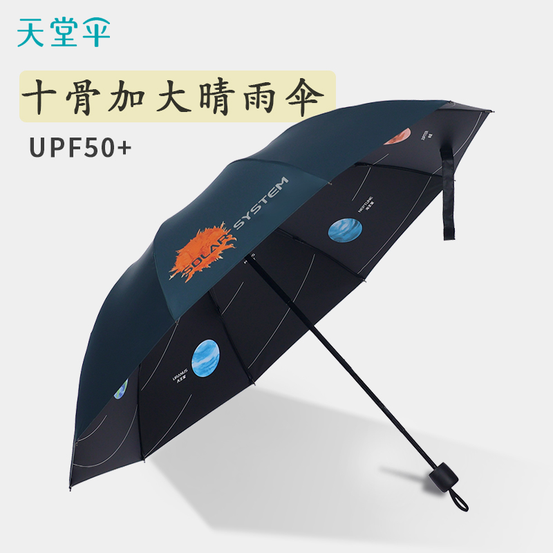 天堂伞晴雨伞两用黑胶防晒防紫外线手动太阳伞新款正品遮阳伞雨伞