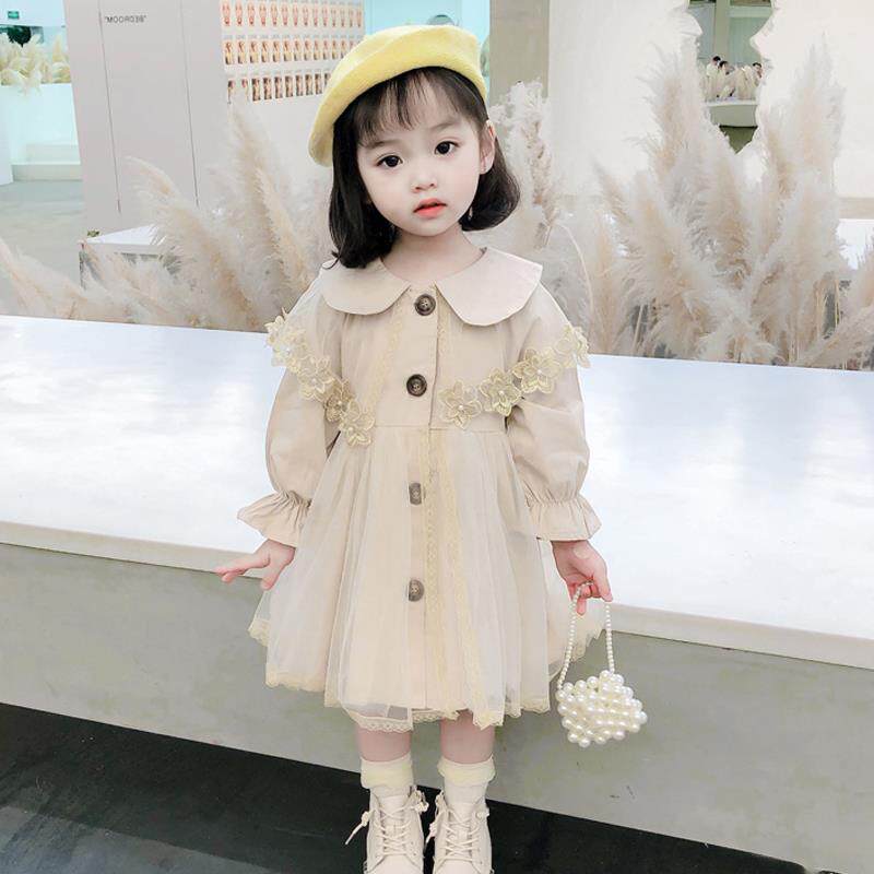 女童秋装披纱风衣2022秋季新款儿童纱裙女宝宝春款洋气连衣裙外套