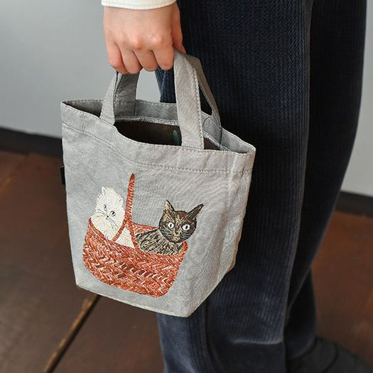 刺绣编织造型猫咪手提包