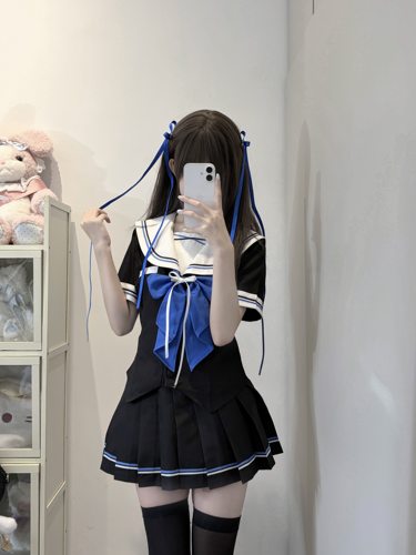 微微风原创【雾屿蓝】正版jk制服水手服日系学院风收腰甜美套装女