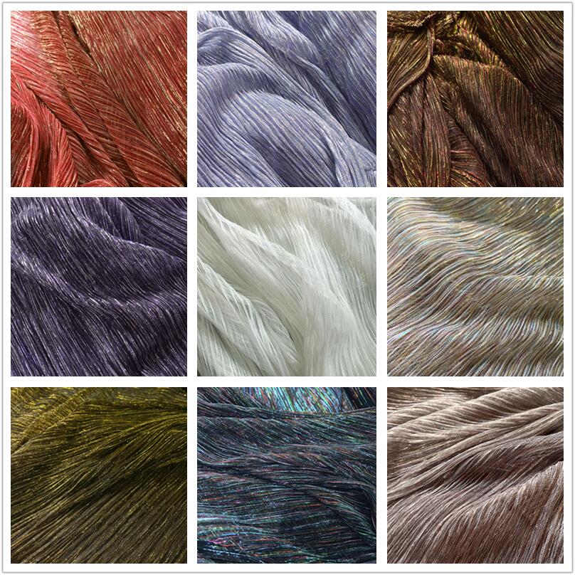 电光肌理渐变风琴褶镭射网纱布料