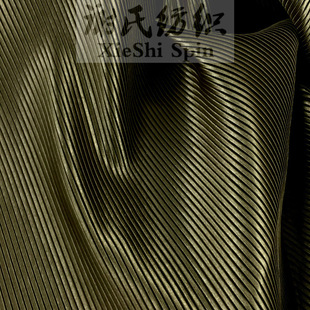 欧美新品夏季风琴折咖啡色压皱仿真丝色丁百褶布料 不透裙子面料