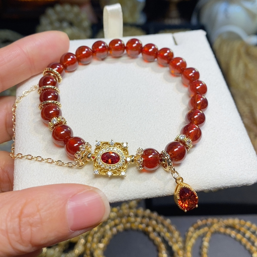宫廷风7mm橙红色石榴石,饰品/流行首饰/时尚饰品新,手饰/手串,淘宝优惠券,粉丝福利购,淘宝优惠卷