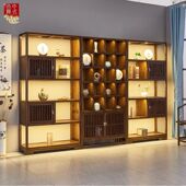 德国品质中式 展示柜博古架置物架多宝阁茶叶实木茶室摆件客厅茶柜