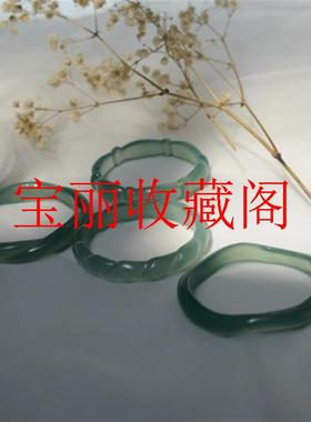 高冰种玛瑙玉手镯青绿色竹风亮节玉镯镯子节节高升国风男女款手镯