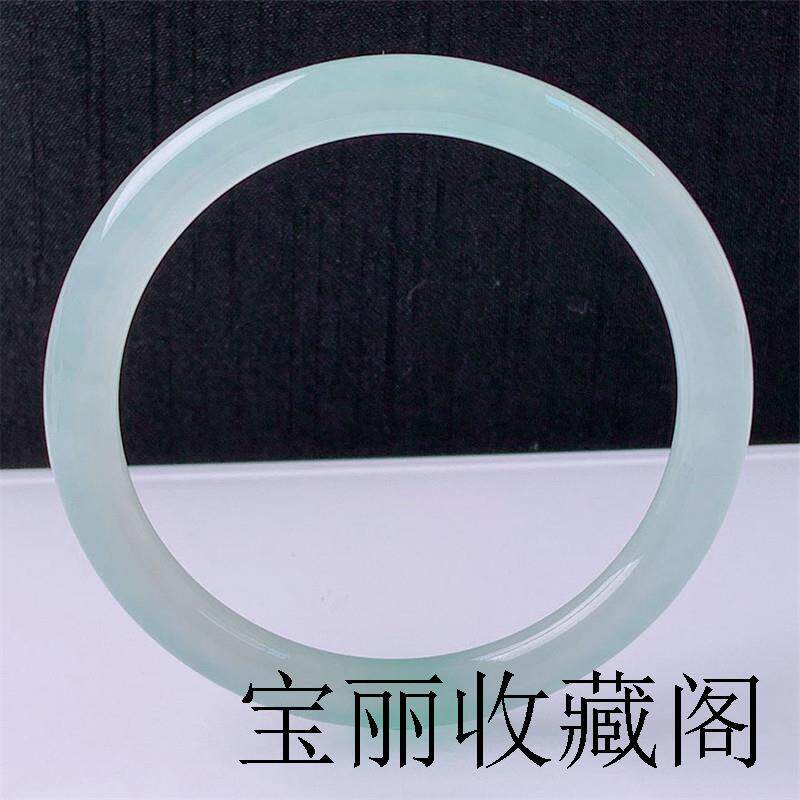 老坑缅甸翡翠手镯冰种冰透飘花蓝底春彩细圆条叮当镯小号大号精品