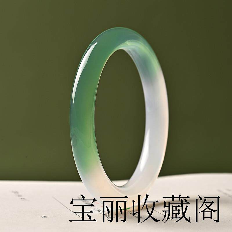 高端冰种半山半水玛瑙手镯玉髓女款高端玉石冰透式精品送朋友家人
