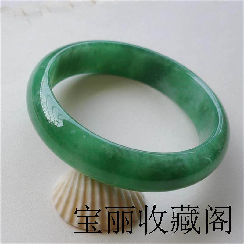 缅甸翡翠满绿细圆条冰种玉手镯贵妃阳绿玉镯子帝王绿正圈翡翠玉镯