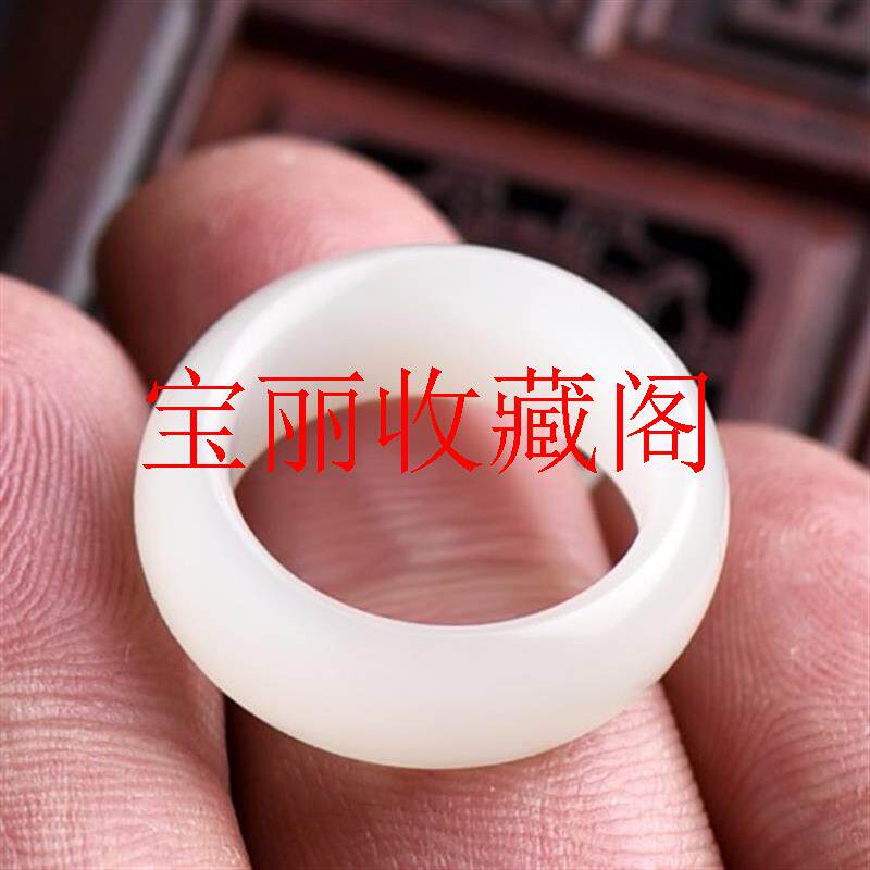 白玉戒指羊脂白玉籽料宽条玉指环