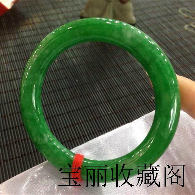 高端玉石圆条冰种翡翠色手镯帝王绿满绿贵妃玉手镯女款手饰品证书