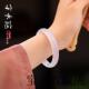 纯天然冰种水晶白玉髓手镯女细款 少女荔枝冻玛瑙叮当镯翡翠玉镯子