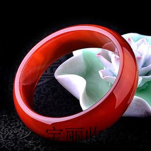 高端货巴西红玛瑙手镯女款玉髓镯子本命年加宽加厚旺夫玉手镯送礼