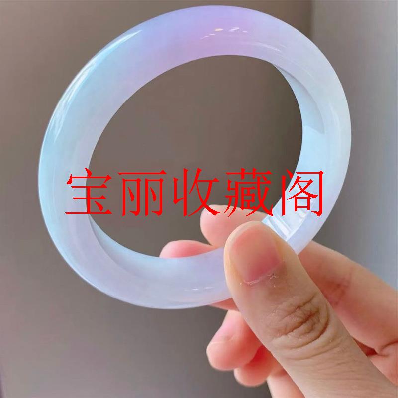 紫罗兰翡翠玉手镯女飘紫礼缅甸精选冰糯种冰透靓丽紫色玉镯子送礼