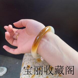 天然新疆且末老料和田白玉糖料俏色籽料羊脂玉女圆条糖白手镯礼物