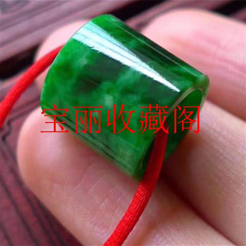 缅甸祖母绿翡翠色路路通吊坠飘花翡翠玉石转运珠阳绿满绿桶珠项链