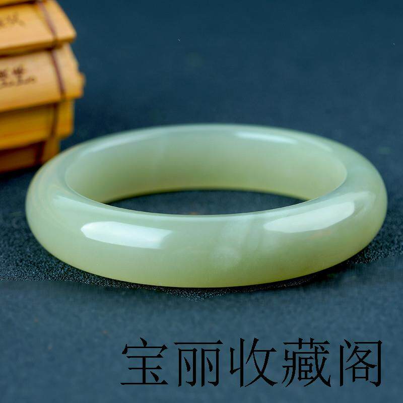 新疆和田玉晴水手镯玉镯子女款高端湖水绿手镯新疆玉石冰种真玉镯