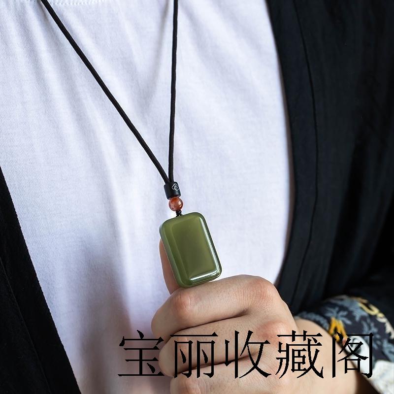 新疆和田玉青玉无事牌吊坠平安牌子项链挂坠玉佩青海料情侣款挂件