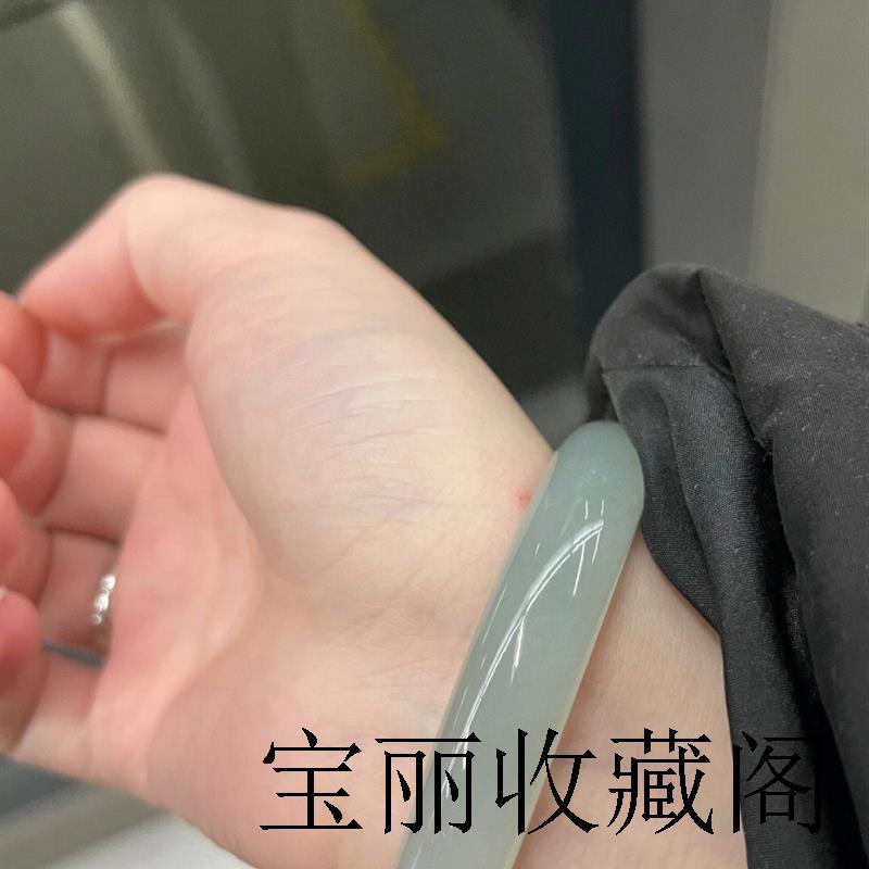 缅甸老坑油青贵妃玉手镯透水润冰种圆条甜绿冰晴飘花阳绿手镯送礼