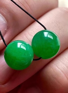 缅甸翡翠色满绿珠散珠阳绿色顶珠