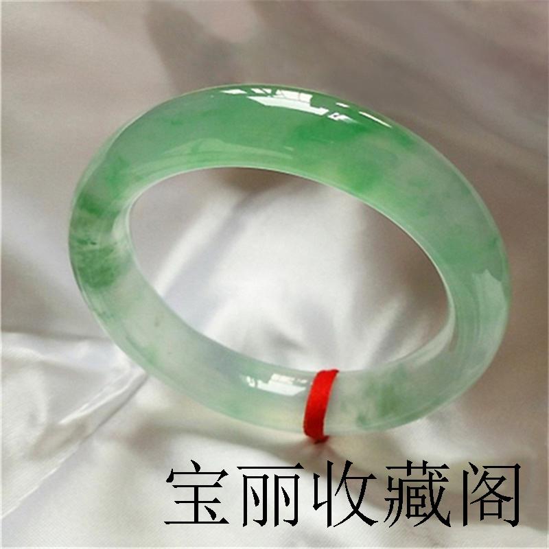 高端缅甸老坑翡翠色冰种正阳绿飘花精致贵妃玉镯子复古绿圆条女款