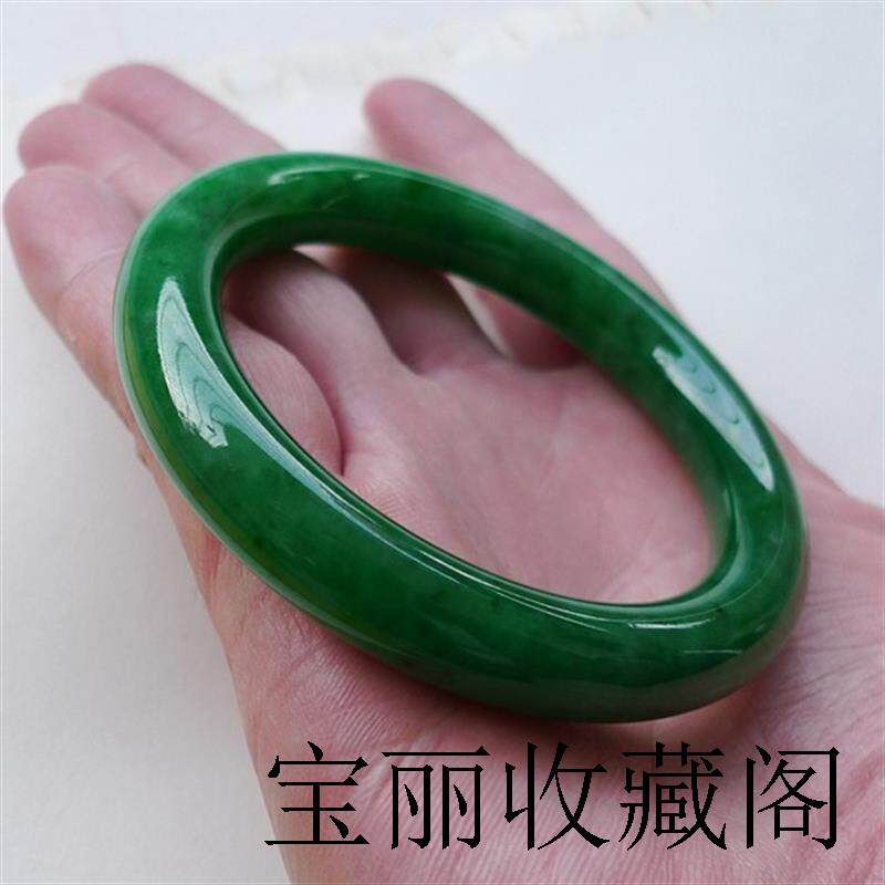 天然缅甸a货圆条冰种翡翠手镯帝王绿满绿贵妃玉石手镯女款带证书