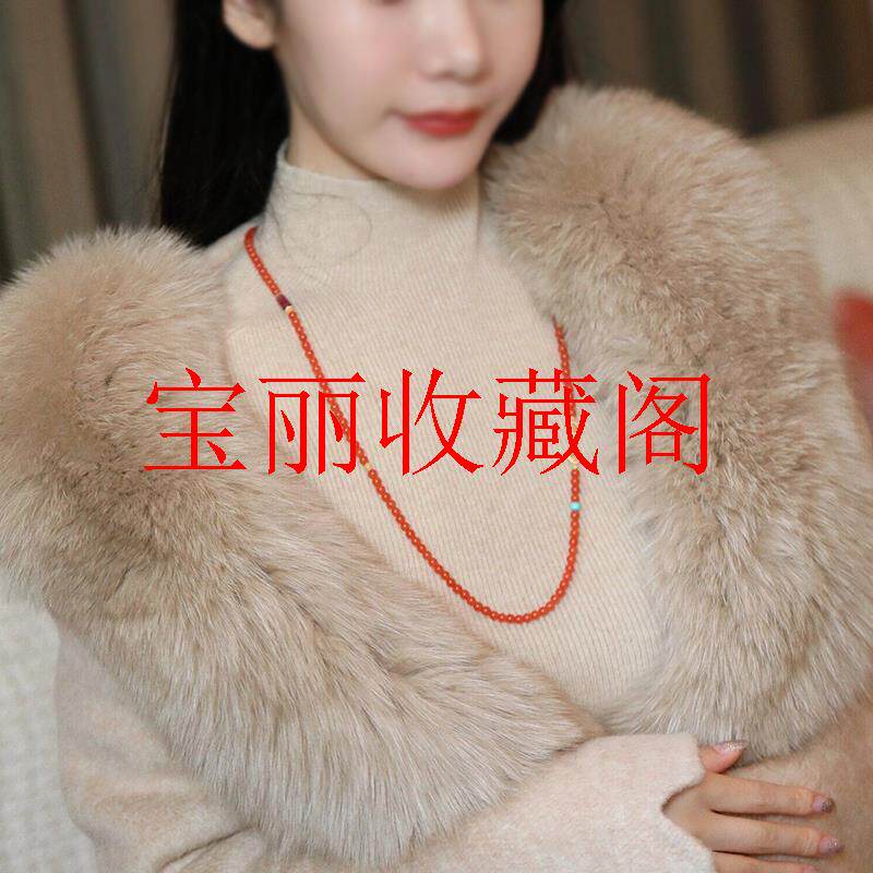高端南红玛瑙樱桃红小米珠项链保山满色新中式国风新年圆珠毛衣链