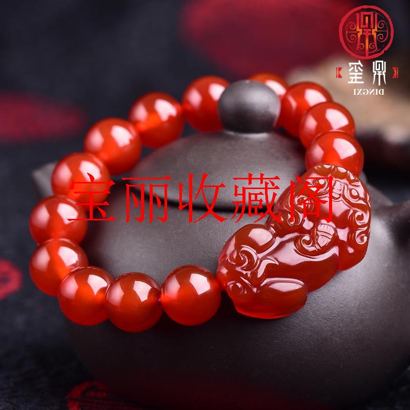 精选招财红玛瑙貔貅手链男女同款转运手串本命年情侣款饰品送礼物