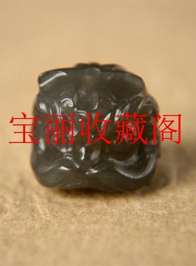和田玉羊脂玉精雕醒狮手工串珠编织饰品手链吊坠配珠配饰狮狮如意