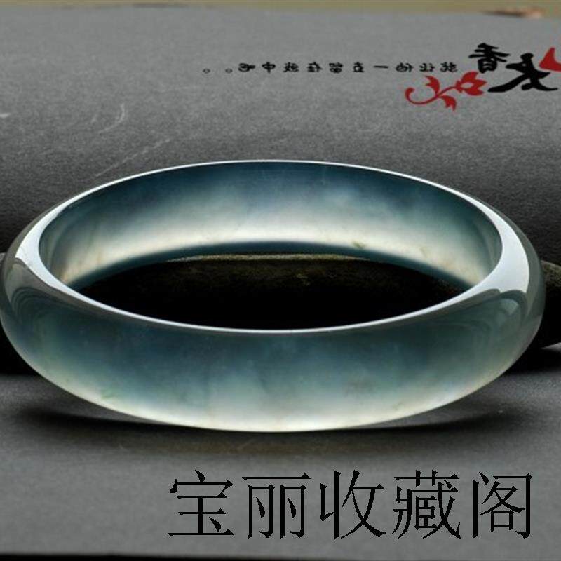 正宗缅甸玉石手镯天然a货玻璃种翡翠玉镯子起荧光晴水蓝飘花手环