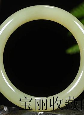 新疆和田玉色若羌黄口料黄玉手镯胖圆条玉镯子女款百搭款气质手镯