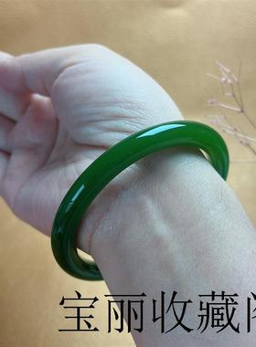 碧玉圆条手镯和田玉细条叮当镯阳绿无黑点俄罗斯新坑料羊脂玉镯子