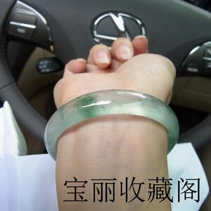 冰种翡翠手镯天然正品玉镯子阳绿叮当圆条少女款飘花玻璃种玉手镯
