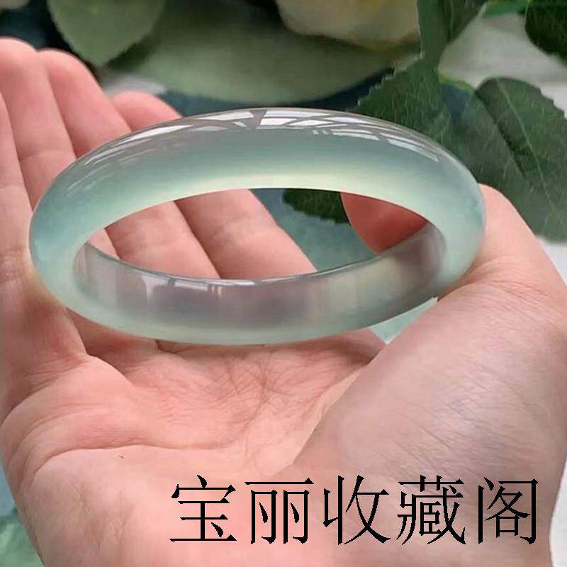 高端款冰种油青色巴西玛瑙色手镯玉髓少女款玉石镯子送家人朋友